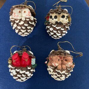 Woodland Pinecone Ornaments, Set of 4